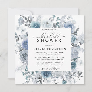 Dusty Blue Floral Slate Pastel Boho Vrijgezellenfe Kaart