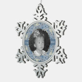 Dusty Blue Floral, speciaal aangepast Tin Sneeuwvlok Ornament (Rechts)