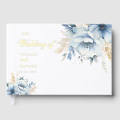 Dusty Blue Floral Spring Bloom Wedding Gastenboek (Voorkant)