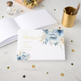 Dusty Blue Floral Spring Bloom Wedding Gastenboek