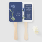 DUSTY Blue Floral Stijlvol QR-codeprogramma Handwaaier (Voorkant en achterkant)