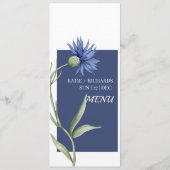 Dusty Blue Floral stijlvolle bruiloft menu (Achterkant)