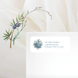 Dusty Blue Floral Succulents Return Address Etiket