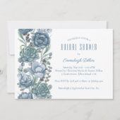 Dusty Blue Floral Succulents Vrijgezellenfeest Kaart (Voorkant)