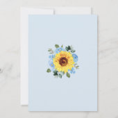 Dusty Blue Floral Sunflower Waterverf Wedding Kaart (Achterkant)