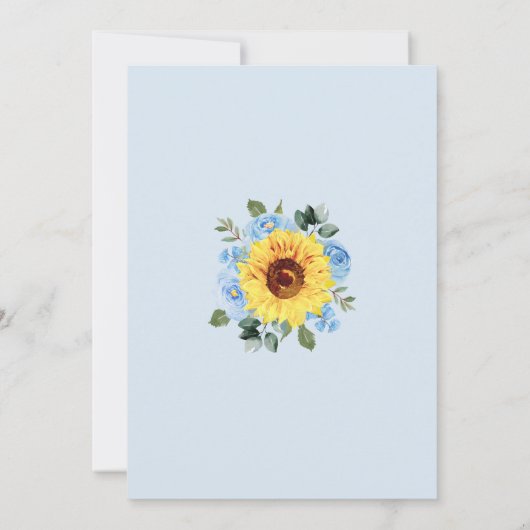 Dusty Blue Floral Sunflower Waterverf Wedding Kaart (Achterkant)