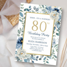 Dusty Blue Floral Surprise 80ste verjaardag