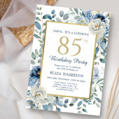 Dusty Blue Floral Surprise 85th Birthday Kaart