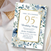 Dusty Blue Floral Surprise 95th Birthday Kaart