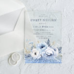 Dusty Blue Floral Sweet 16 Zestien Feest Acryl Uitnodigingen<br><div class="desc">Dusty Blue Floral Sweet 16 Sixteen Party Acryl Uitnodigingen Mooie Dusty Blue & White Bloemen. Geschikt voor alle seizoenen. Overeenkomende objecten bekijken in Niche en nestwinkel</div>