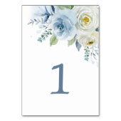 Dusty Blue Floral Table 1 Weddenschappen Kaart (Voorkant)