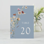 Dusty Blue Floral Table Number (Staand voorkant)