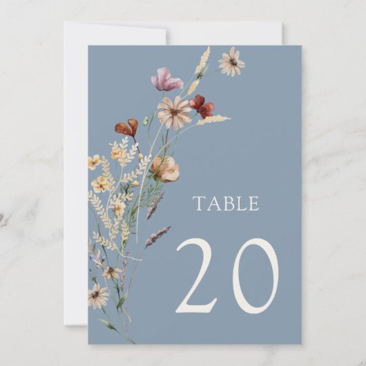 Dusty Blue Floral Table Number (Achterkant)