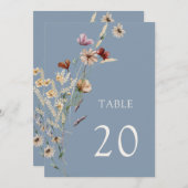 Dusty Blue Floral Table Number (Voorkant / Achterkant)