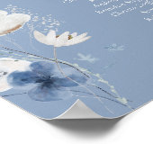 Dusty Blue Floral Tafel Zittafel Grafiek Poster (Hoek)