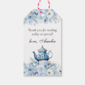 Dusty Blue Floral Tea Party Bedankt Favor Cadeaulabel (Voorkant)