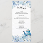 Dusty Blue Floral Tea Party Menu (Voorkant)
