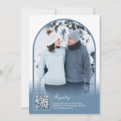 Dusty Blue Floral Tea Party QR Code Vrijgezellenfe Kaart (Achterkant)