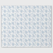 Dusty Blue Floral Teddy Bear Baby shower Cadeaupapier (Vlak)