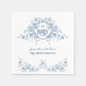 Dusty Blue Floral  Teddy Bear Baby shower Servet (Voorkant)