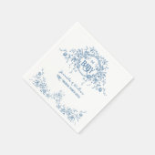 Dusty Blue Floral  Teddy Bear Baby shower Servet (Hoek)