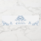Dusty Blue Floral  Teddy Bear Baby shower Waterfles Etiket (Enkel label)