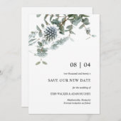 Dusty Blue Floral Thistle Wedding Uitstel Save The Date (Voorkant / Achterkant)