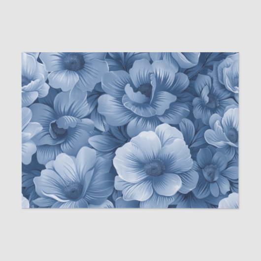 Dusty Blue Floral Tissuepapier (Voorkant)