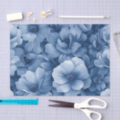 Dusty Blue Floral Tissuepapier (Craft)