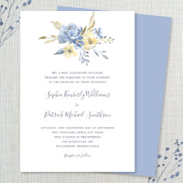 Dusty Blue Floral + traditionele term bruiloft Kaart