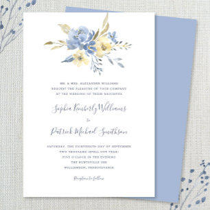 Dusty Blue Floral + traditionele term bruiloft Kaart