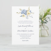Dusty Blue Floral + traditionele term bruiloft Kaart (Staand voorkant)