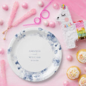 Dusty Blue Floral Trouwpapier Bord (Feest)