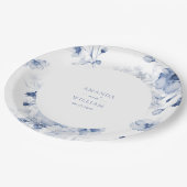 Dusty Blue Floral Trouwpapier Bord (Gekanteld)