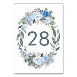 Dusty Blue Floral Trouwtafel Aantal Kaarten