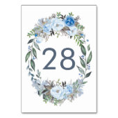Dusty Blue Floral Trouwtafel Aantal Kaarten (Voorkant)
