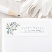 Dusty Blue Floral trouwuitnodiging Etiket (Insitu)