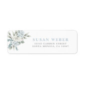 Dusty Blue Floral trouwuitnodiging Etiket (Voorkant)