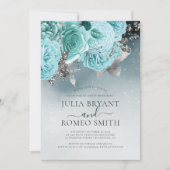 Dusty Blue Floral verlovingsfeest Kaart (Voorkant)