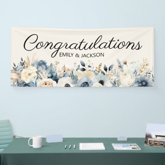 Dusty Blue Floral verlovingsfeest Spandoek (Beurs)