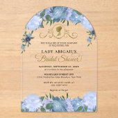 Dusty Blue Floral Victoriaans Vrijgezellenfeest Ar Acryl Uitnodigingen (Voorkant)