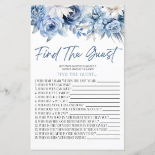Dusty Blue Floral Vind het Gast Baby shower Spel