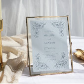 Dusty Blue Floral Vintage bruiloft uitnodiging