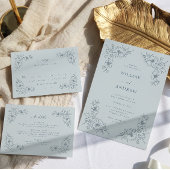 Dusty Blue Floral Vintage bruiloft uitnodiging