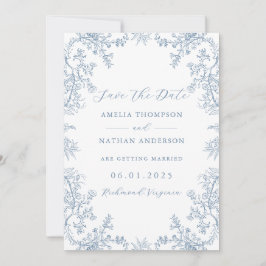Dusty Blue Floral Vintage Wedding Save the Date