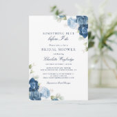 Dusty Blue Floral voordat ik script Vrijgezellenfe Kaart (Staand voorkant)