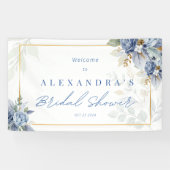 Dusty Blue Floral Vrijgezellenfeest Banner (Horizontaal)