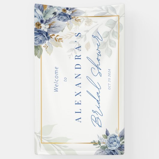 Dusty Blue Floral Vrijgezellenfeest Banner (Verticaal)