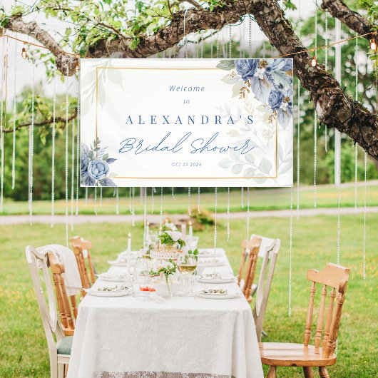 Dusty Blue Floral Vrijgezellenfeest Banner