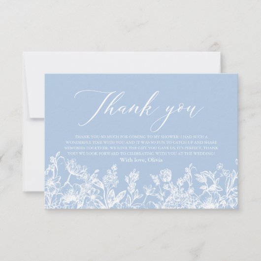 Dusty Blue Floral Vrijgezellenfeest bedankje Kaart (Voorkant)